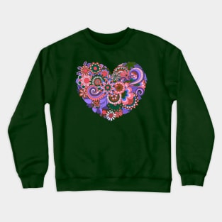 Pretty Pink and Purple Flower Design Crewneck Sweatshirt